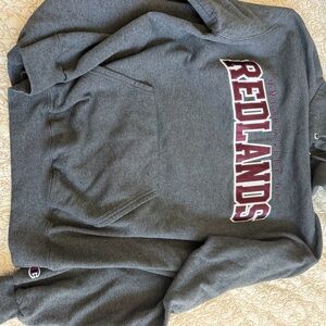 Champion Gray Crewneck Sweatshirt with Redlands Maroon Logo